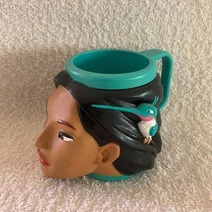 Vintage 90s Disney Pocahontas Face with Hummingbird Cup Mug w/handle by Applause